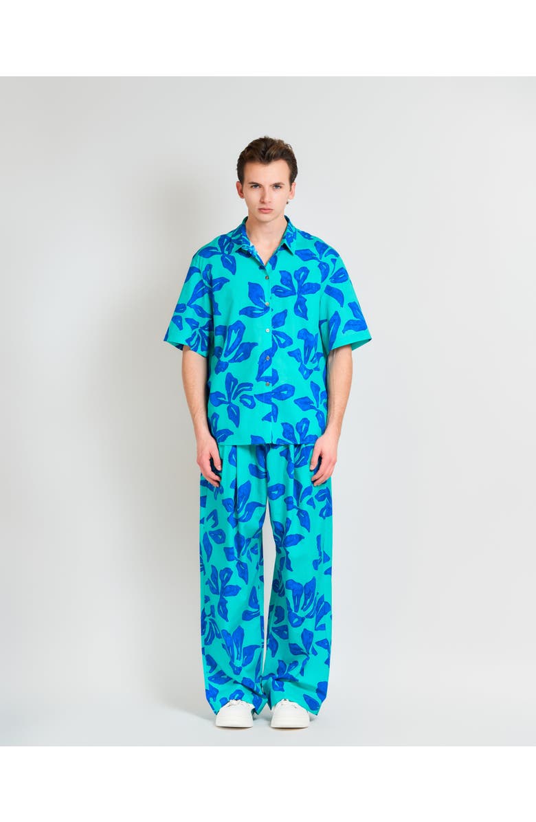 Lost Pattern NYC "Tropical Bliss" Oversized Hawaii Shirt, Alternate, color, Ocean Blue