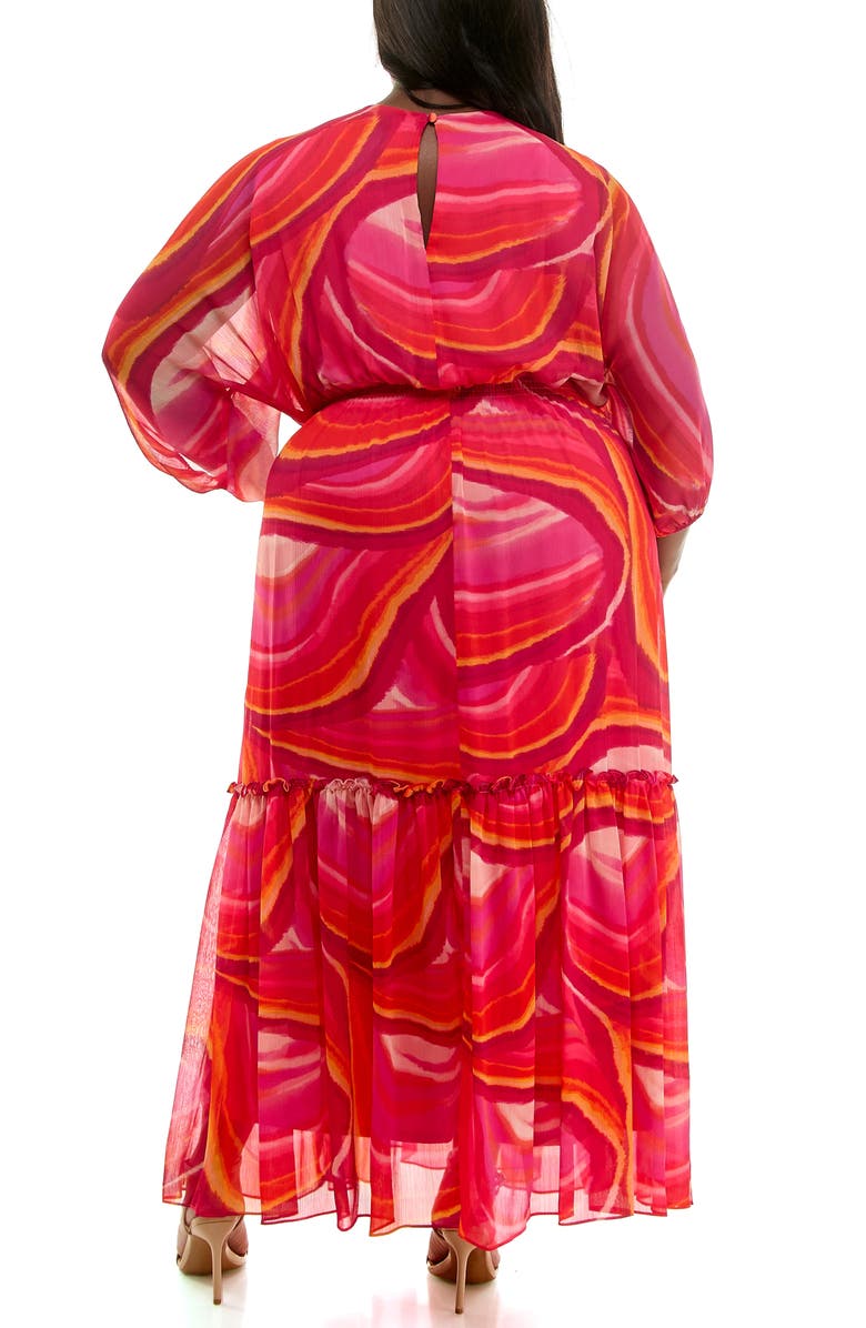 Taylor Dresses Three-Quarter Sleeve Maxi Dress, Alternate, color, 
