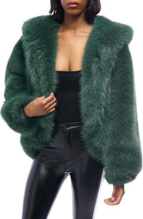 Emerald City Hooded Faux Fur Jacket