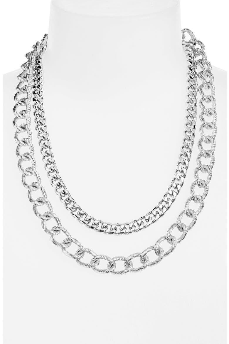 Multistrand Link Necklace, Main, color, SILVER
