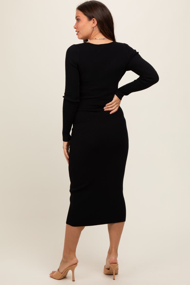 Long Sleeve Fitted Dress, Alternate, color, Black