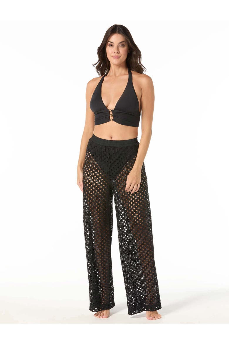 Beaded Halter Bikini Swim Top, Alternate, color, Black