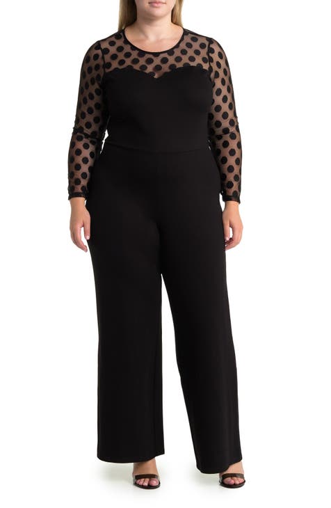 Estelle Dot Mesh Jumpsuit (Plus)