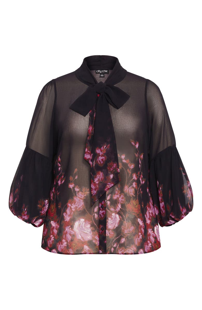 City Chic Romance Sheer Button-Up Top, Alternate, color,