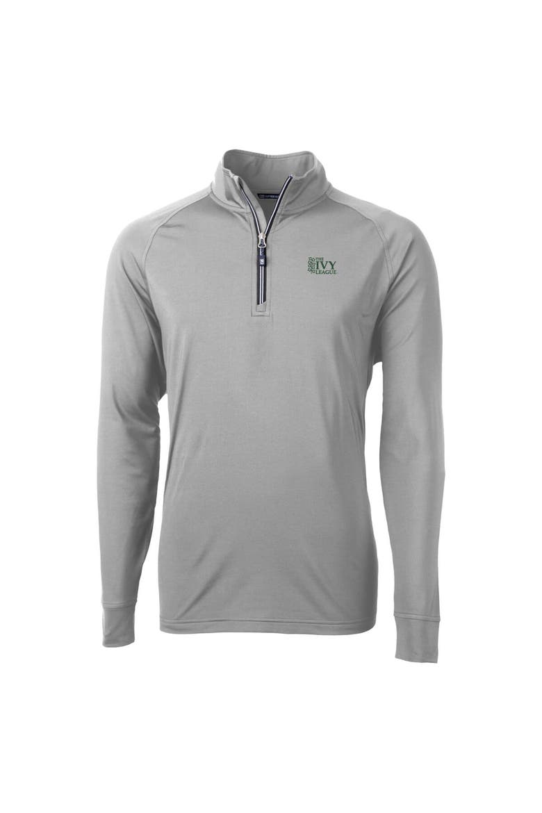Men's Cutter & Buck  Gray Ivy League DryTec Adapt Eco Knit Stretch Recycled Quarter Zip Pullover, Alternate, color, Gray
