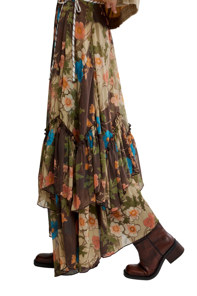 Palermo Villa Chiffon Maxi Skirt, Alternate, color, BROWN COMBO