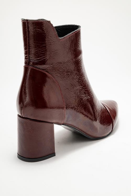 Forever & Always Shoes Gael Leather Block Heel Boot In Burgundy