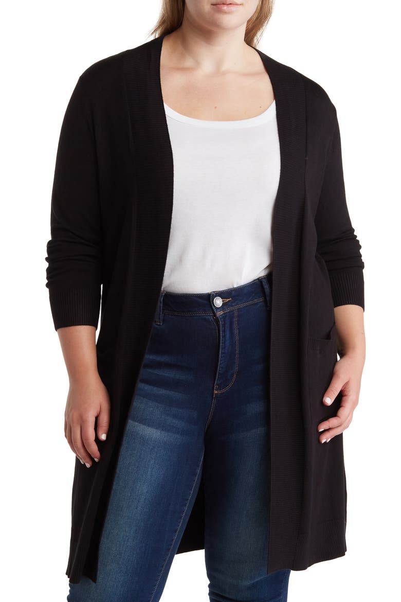 Long Tunic Length Cardigan, Main, color, BLACK