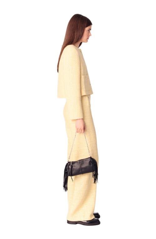 Maje Metallic Tweed Straight Leg Trousers In Yellow