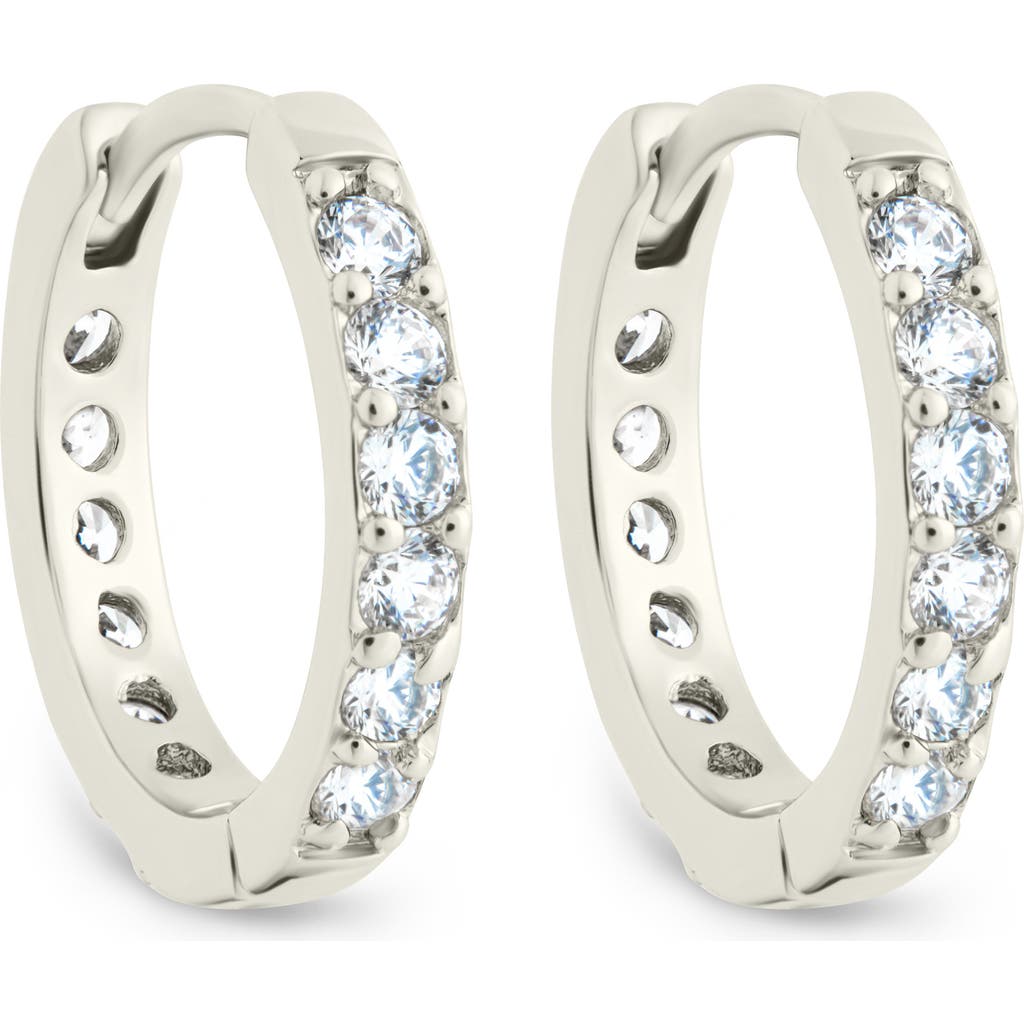 Sterling Forever Zadie Cz Everyday Hoop Earrings In Silver/clear