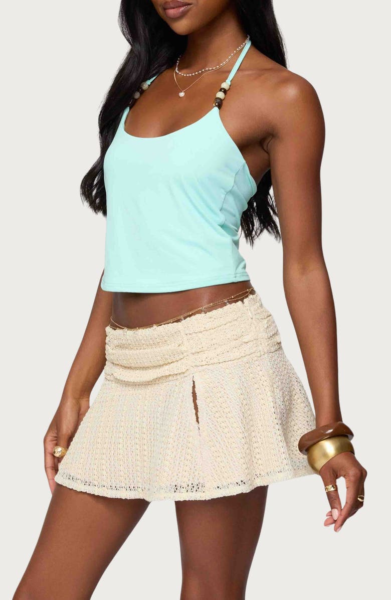 EDIKTED Radley Beaded Halter Crop Top, Alternate, color, Aqua