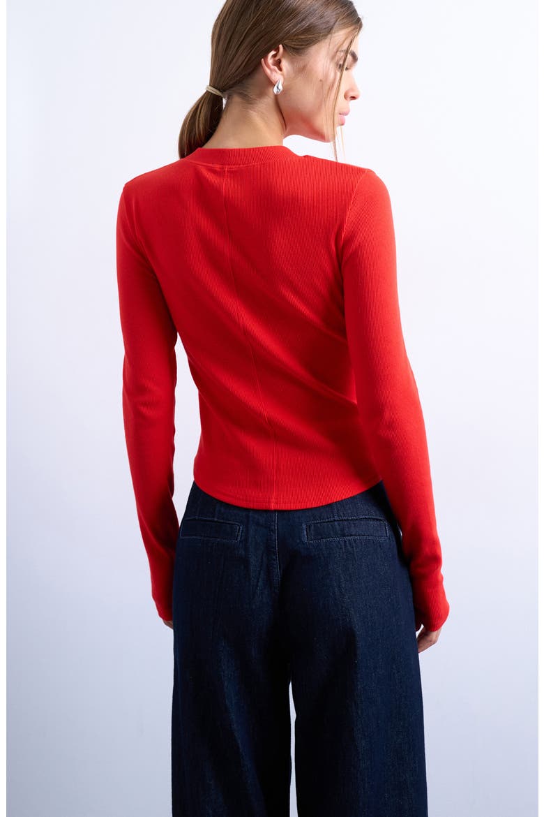 Long Sleeve Curve Hem Top, Alternate, color, RED