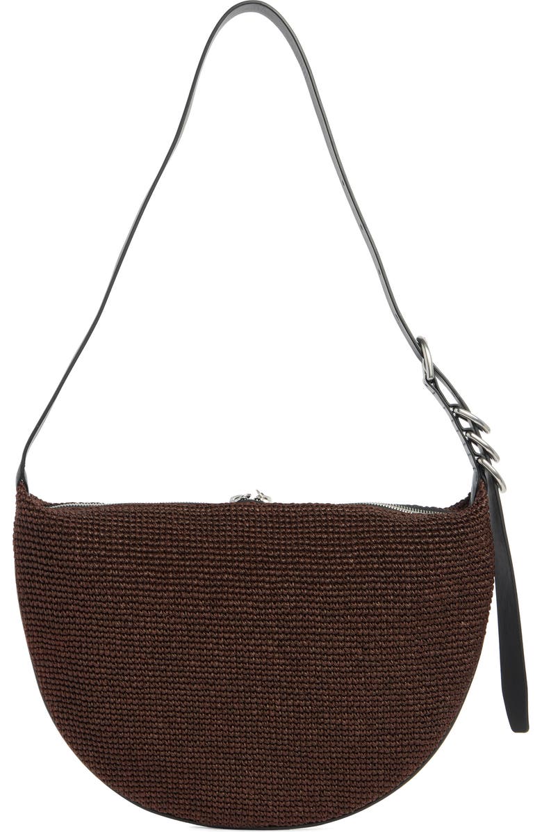 rag & bone Medium Mercer Woven Straw Hobo Bag, Alternate, color, Espresso