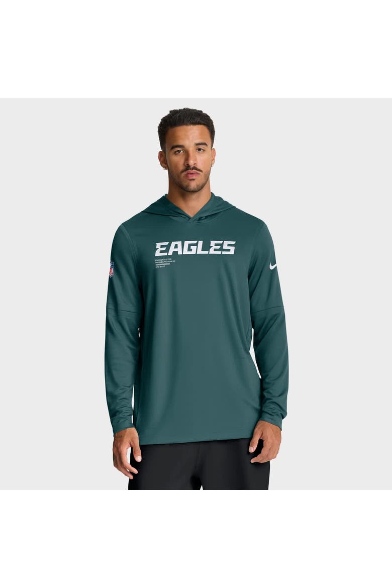 Men's Nike Midnight Green Philadelphia Eagles Big & Tall Sideline Performance Long Sleeve Hoodie T-Shirt, Main, color, Green