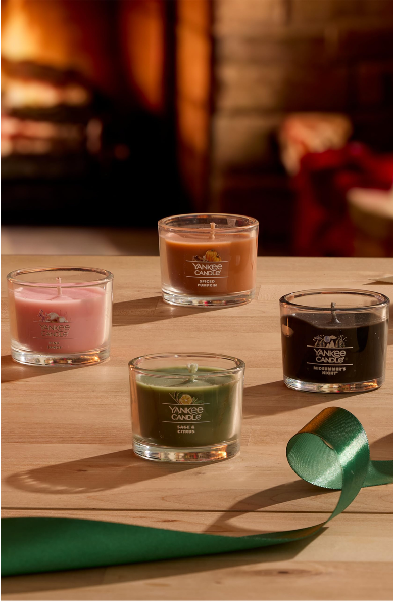 YANKEE CANDLE Signature Votive Mini Candle Jars, 12 Days of Christmas Candle Advent Calendar Variety Pack, Alternate, color, Multicolored