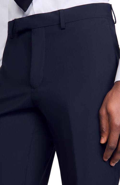 Sandro Mens Slim-fit Tapered Stretch-wool Trousers Navy Blue In Navy Blue