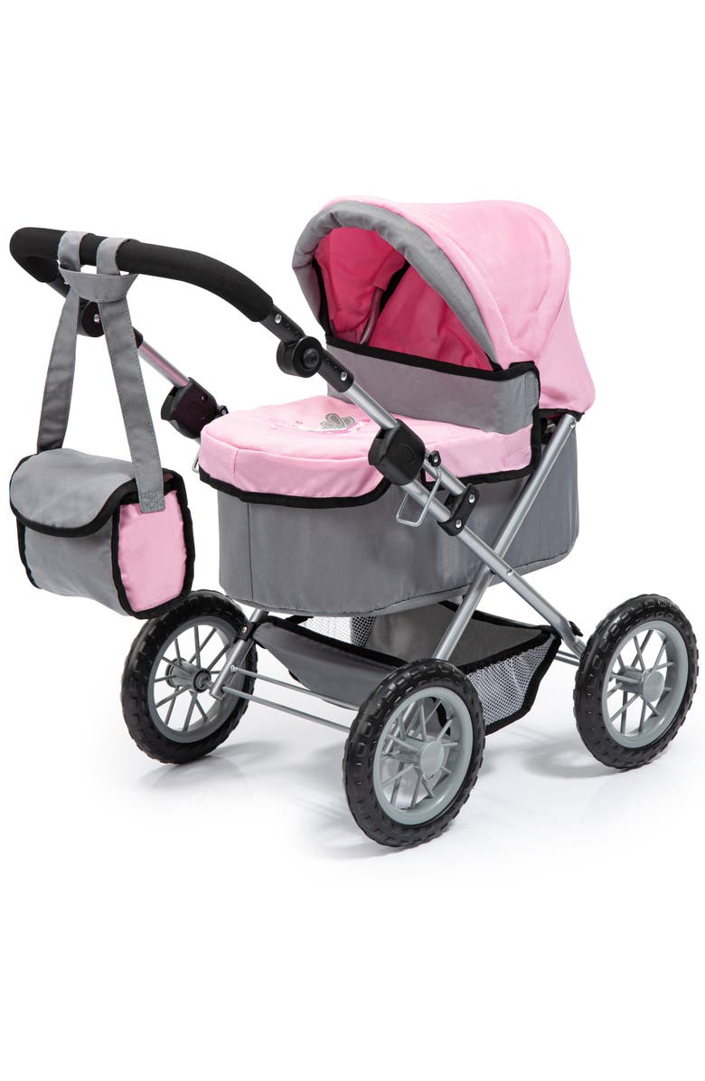 Bayer Design Trendy Pram Stroller For Toy Baby Dolls Grey/Pink, Main, color, Multicolored