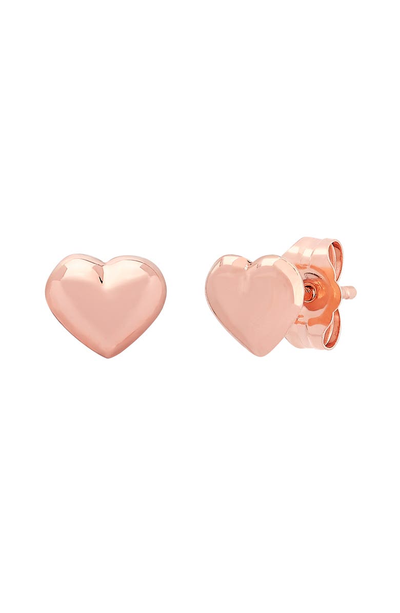 Frankie & Zoe Tiny Heart Button Stud Earrings, Alternate, color, Yellow Gold