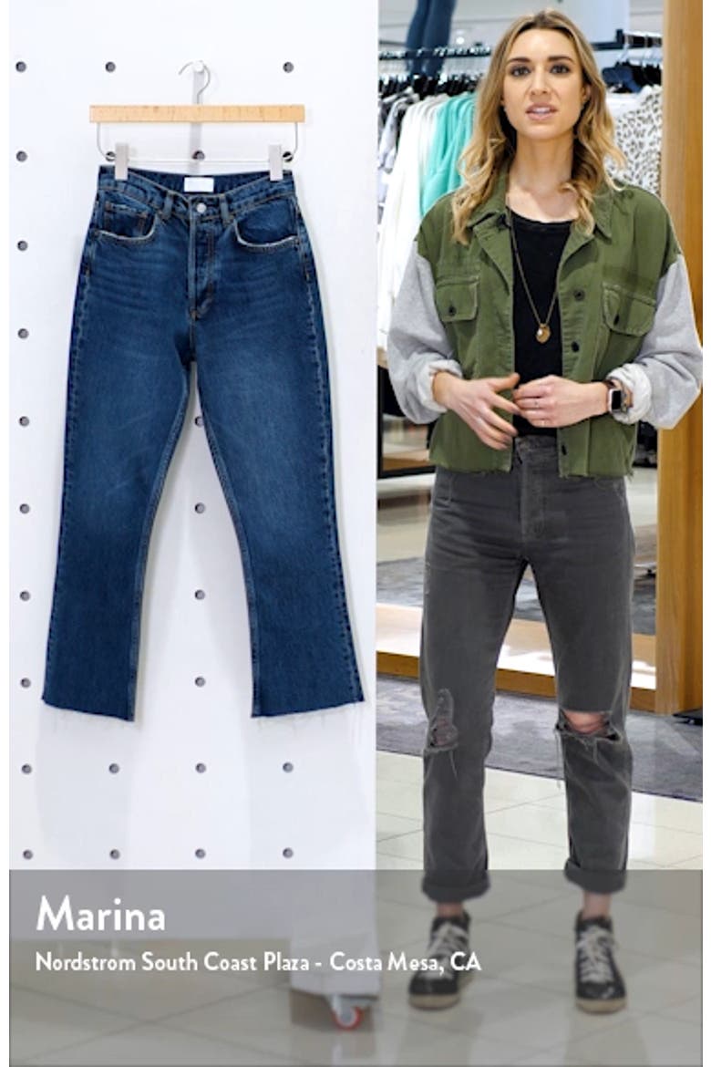 The Darcy High Waist Raw Hem Crop Flare Jeans video