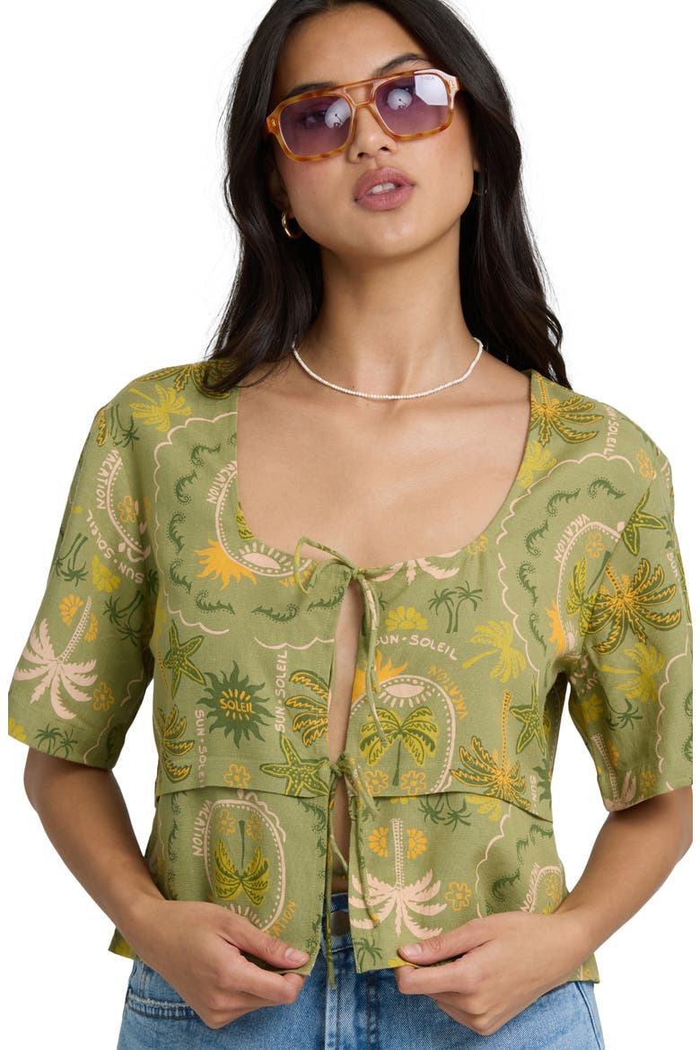 Totally Tropic Tie Front Top, Alternate, color, CEDAR