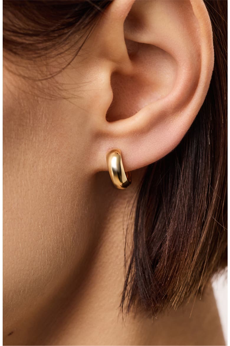 Solid Yellow Gold - Gold Bold Huggie Hoops, Alternate, color, Gold