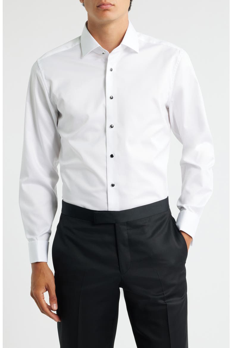 Luxury Black Tie Slim Fit Dress Shirt, Main, color, WHITE