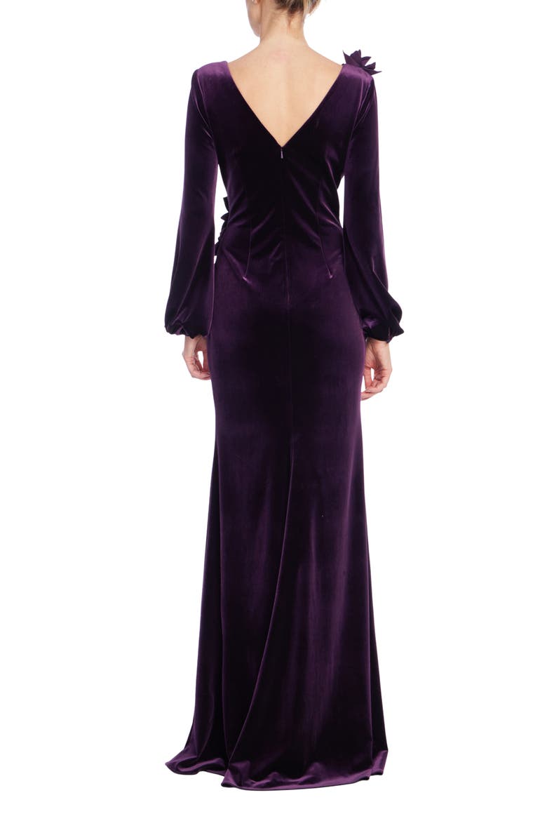 Floral Appliquéd Stretch Velvet Gown, Alternate, color, AMETHYST
