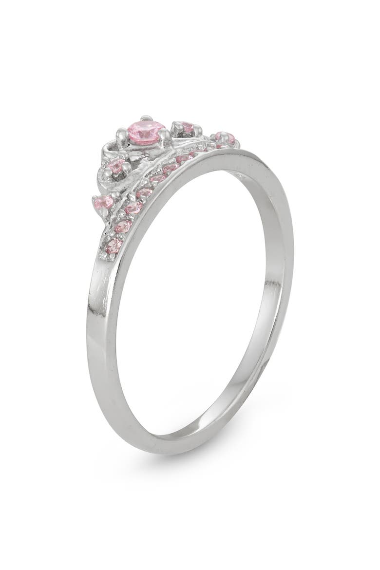Kids' Sterling Silver Pink Cubic Zirconia Tiara Ring, Alternate, color, PINK/ SILVER