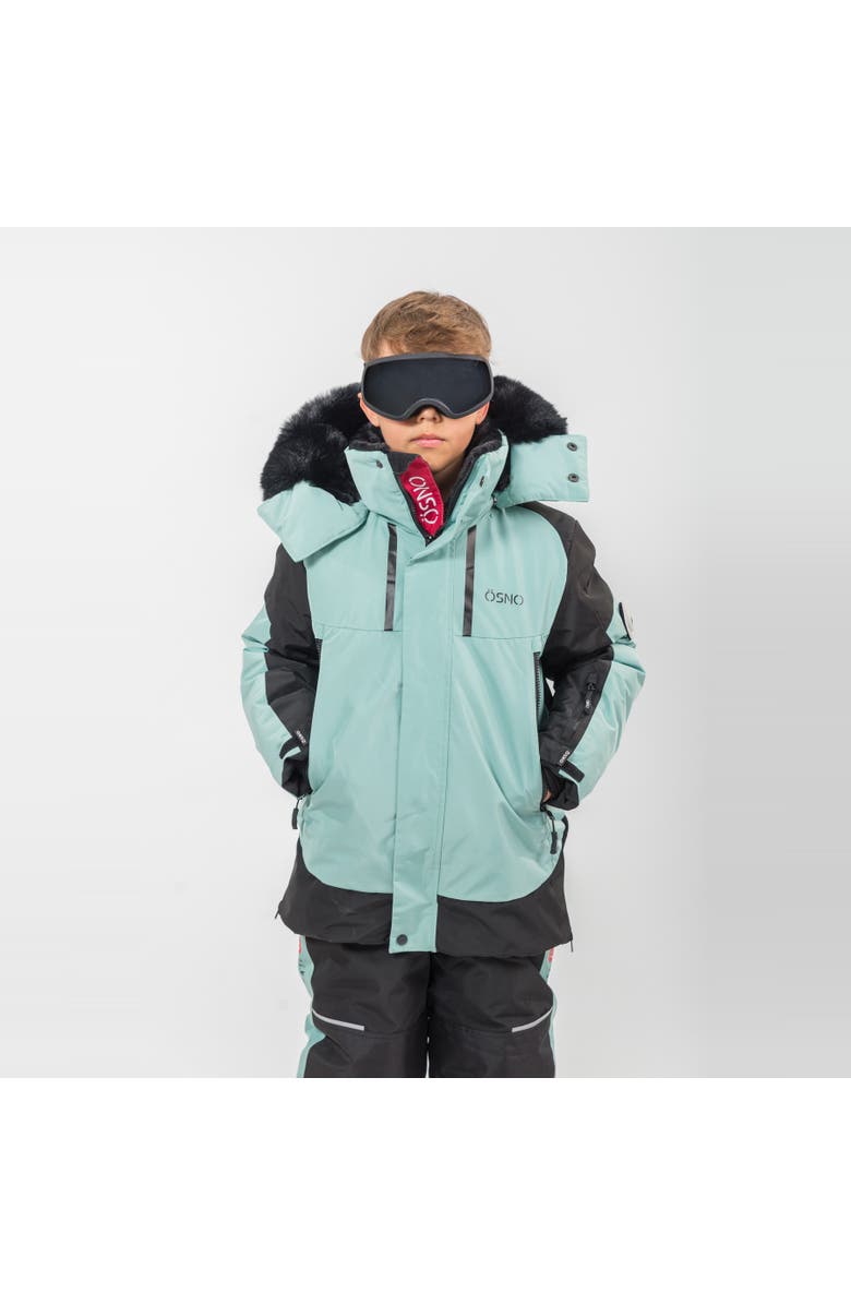 ÖSNO Blake Performance Snowsuit Jacket and Snowpants, Alternate, color, Fuschia With White Fur