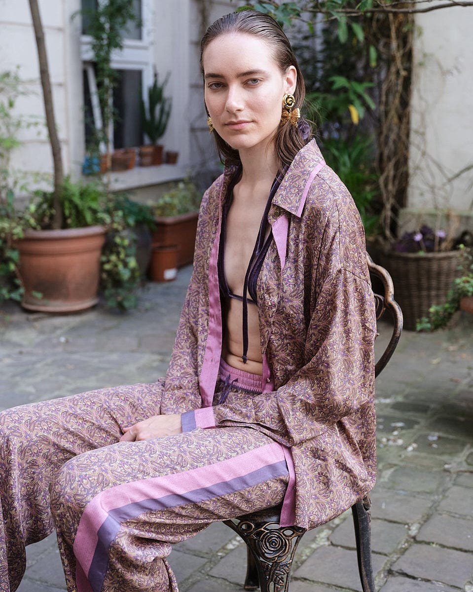 Paisley Motif Pant With Stripe - image 2