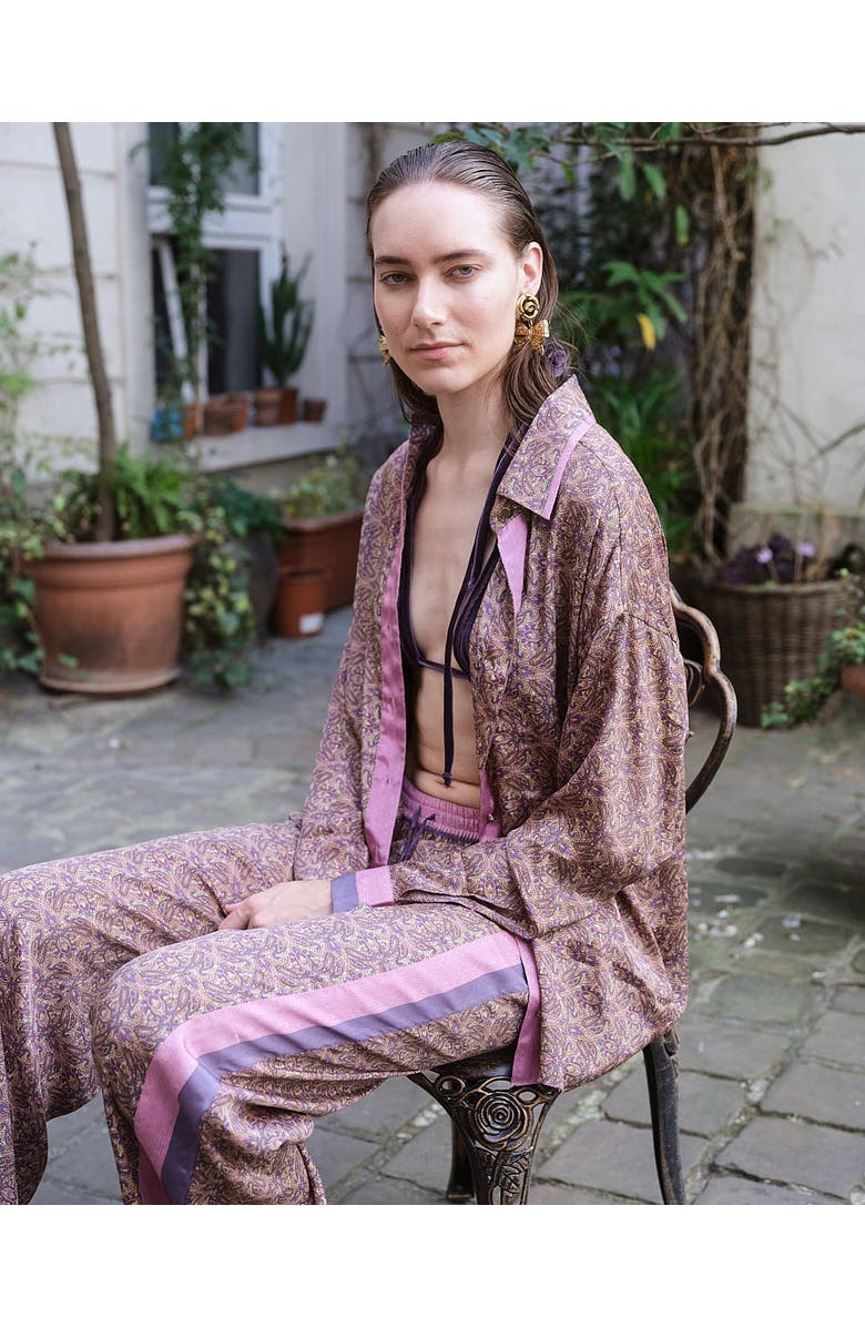 Monzlapur Paisley Motif Pant With Stripe, Alternate, color, Lilac