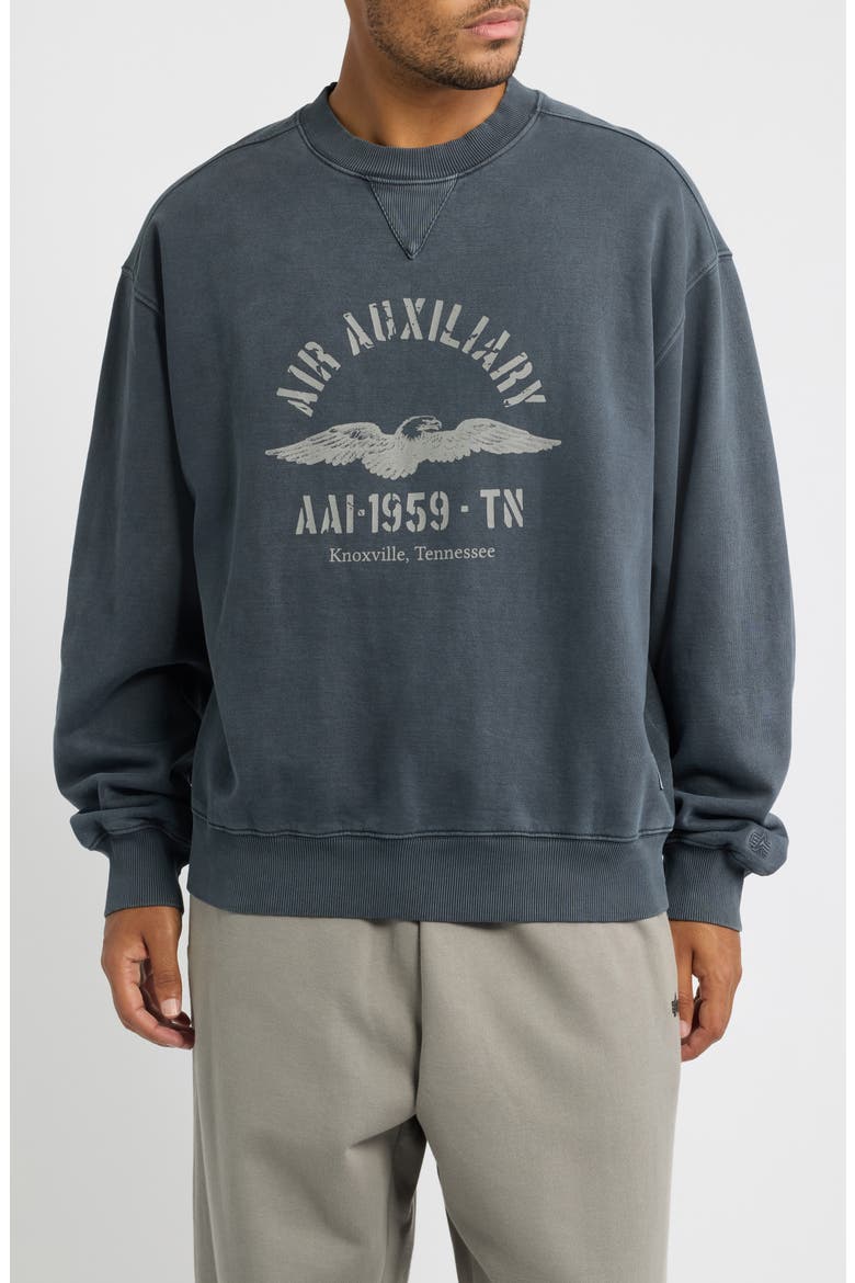 Air Auxiliary Graphic Sweatshirt, Main, color, BLACK
