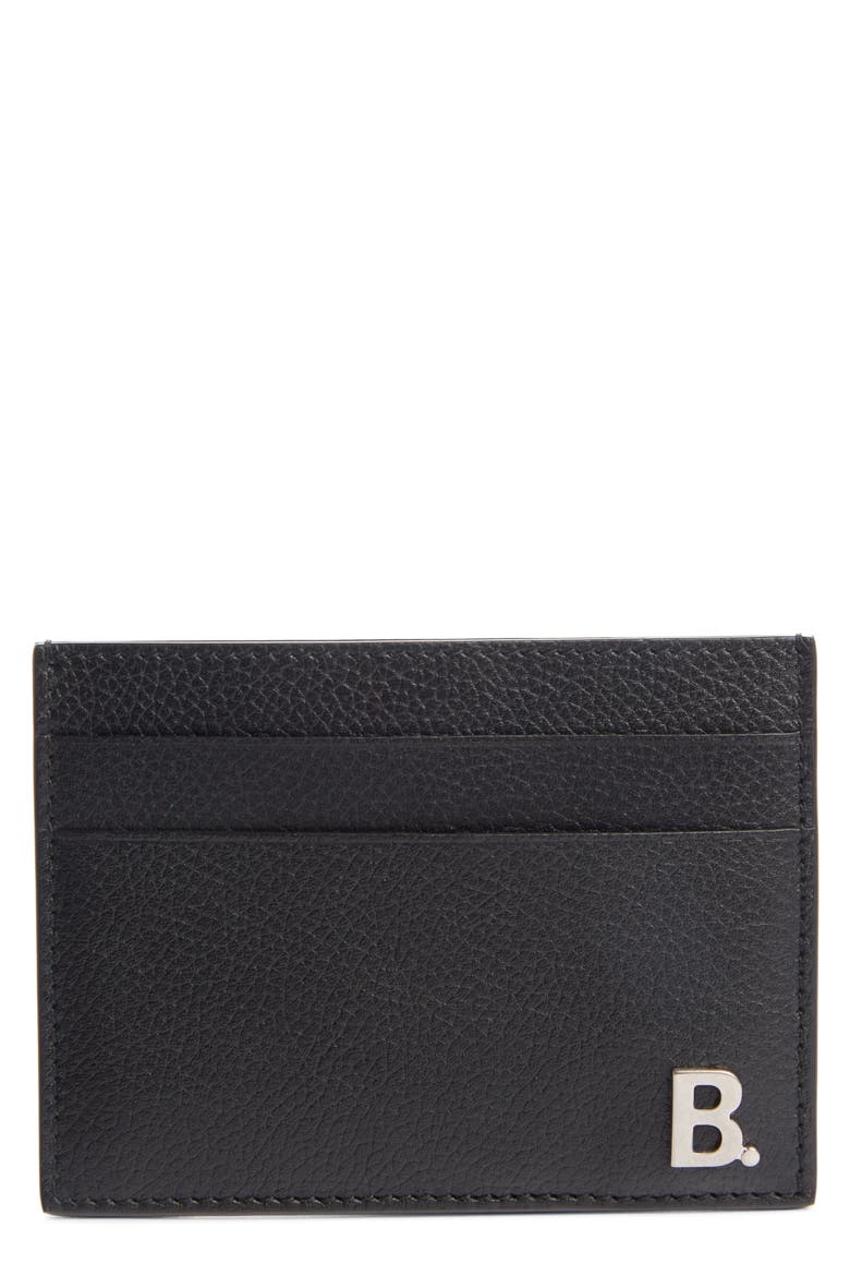 Calfskin Leather Card Holder, Main, color, BLACK