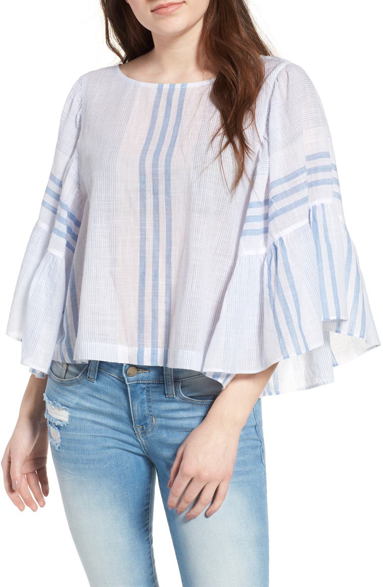 BP. Stripe Ruffle Swing Top, Main, color, 