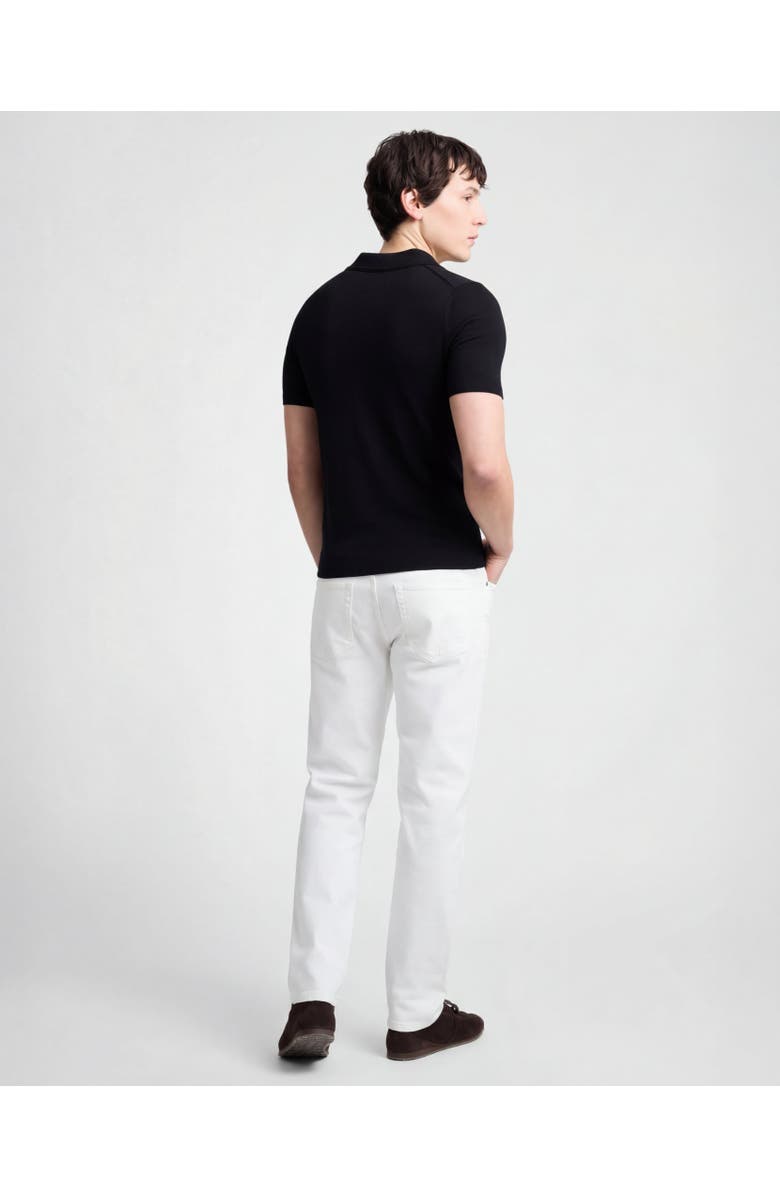 Onia Extra Fine Merino Wool Short Sleeve Johnny Collar Polo, Alternate, color, Black