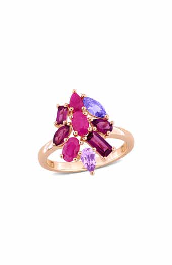 Rose Gold Plated Multi Stone Cluster Ring
