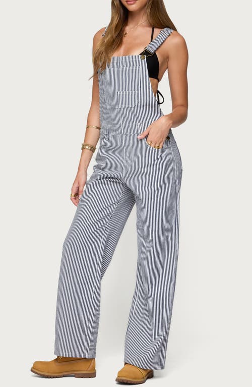 Edikted Tamsin Stripe Denim Overalls In Blue