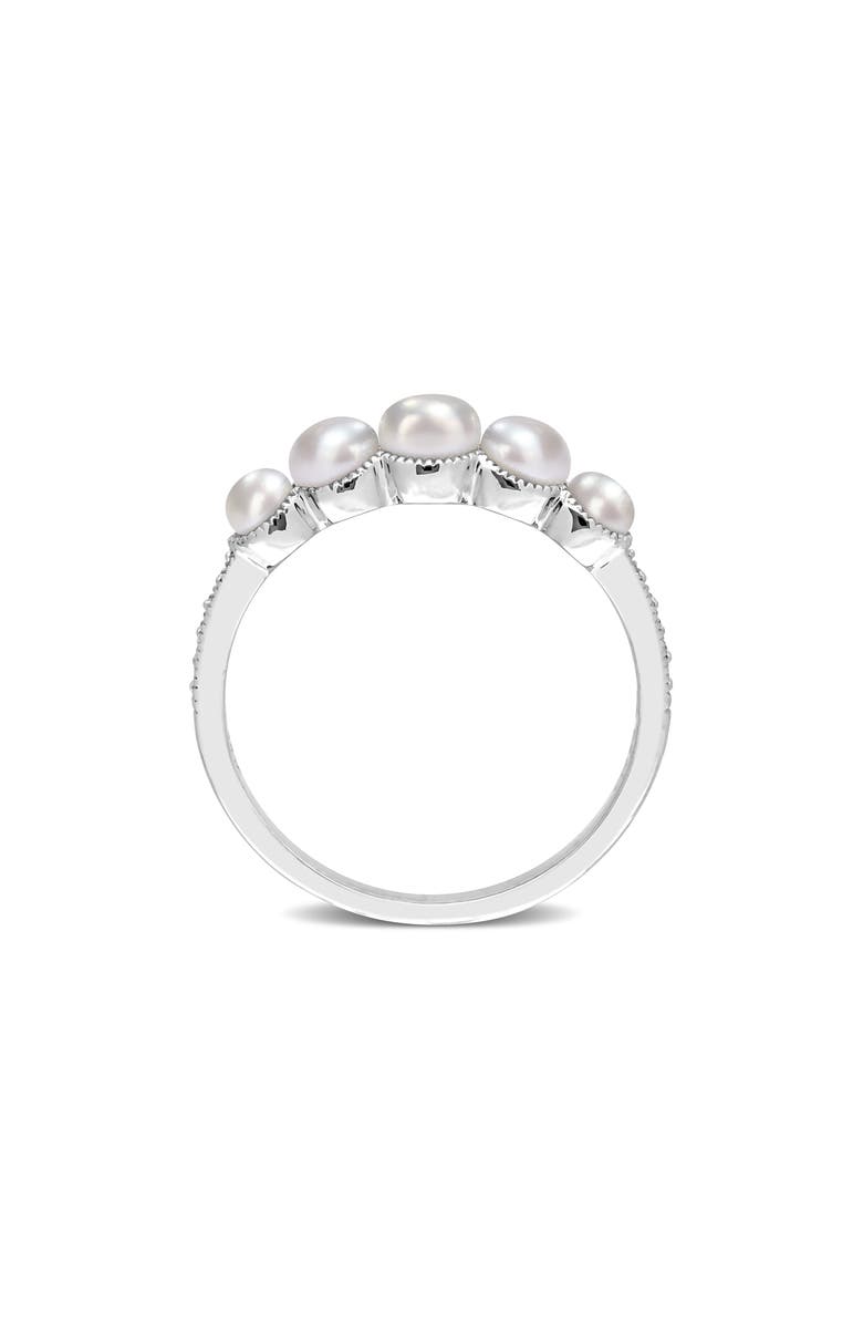DELMAR 14K White Gold 4–4.5mm Cultured Freshwater Pearl & Diamond Ring - 0.05ct., Alternate, color, 