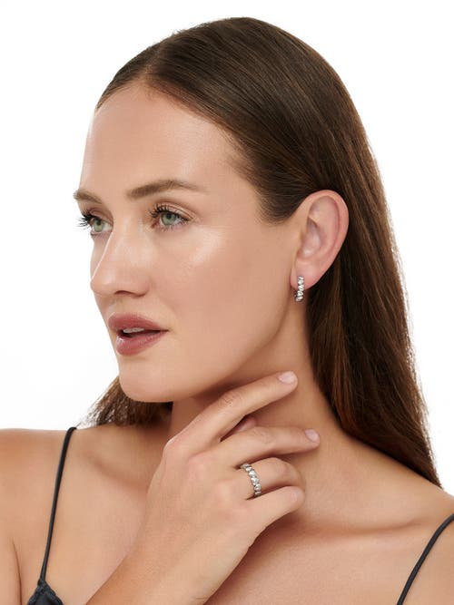 Devata Sweet Heart Hoop Earrings In Metallic