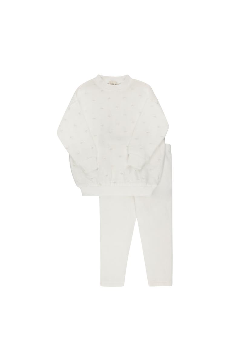 Ely's & Co. Velour Embroidered Floral Collection- Lounge Set, Main, color, Ivory Girl