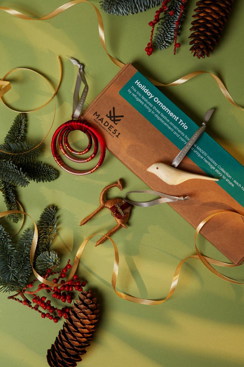 Peaceful Journey Trio - Ornaments, Alternate, color, Red