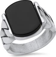 HMY JEWELRY Black Agate Chain Ring
