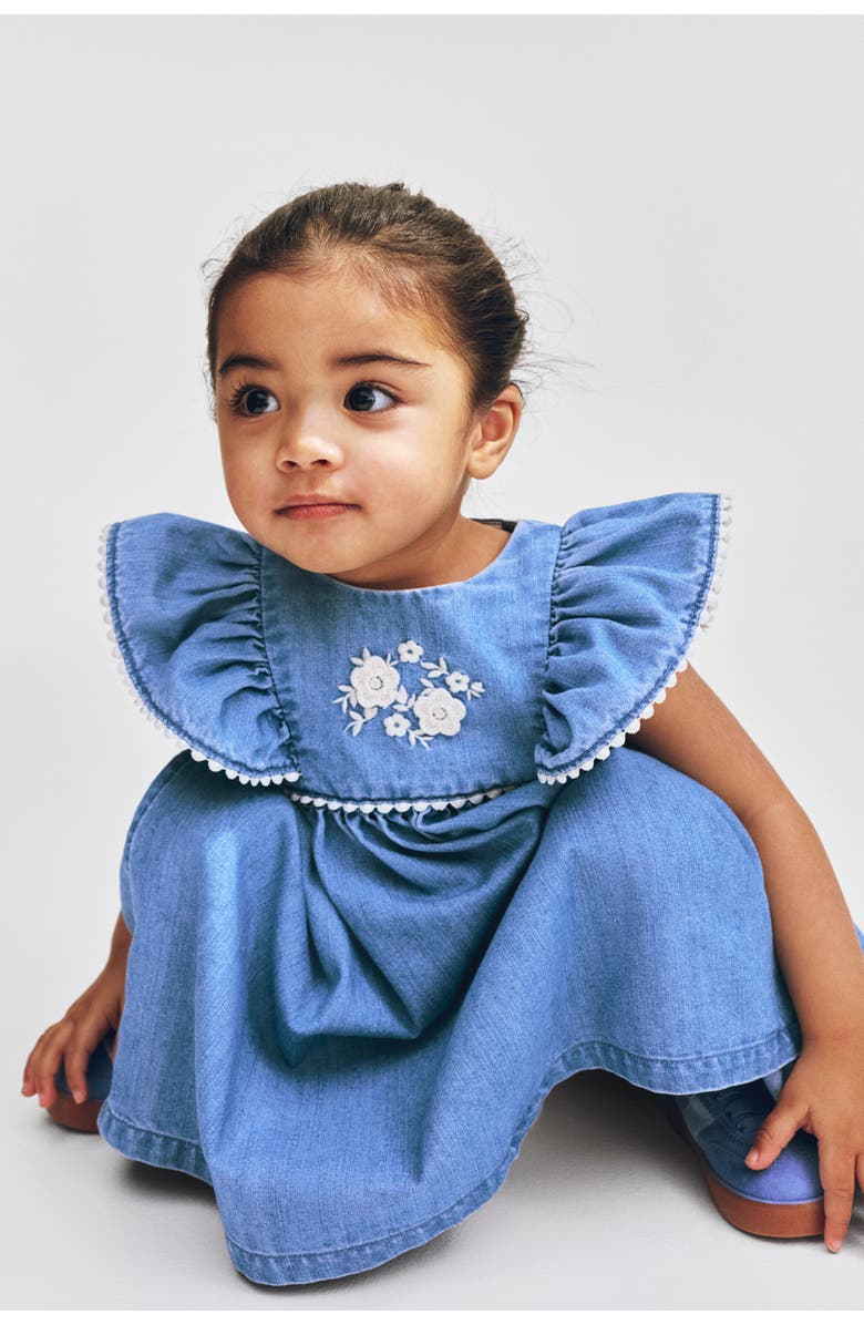 H&M Embroidery-detail Denim Dress, Alternate, color, 