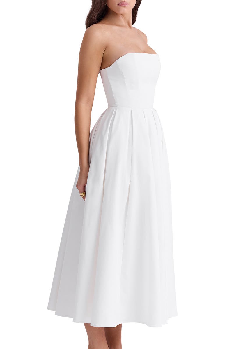 HOUSE OF CB Audrey Strapless Midi Dress, Alternate, color, White