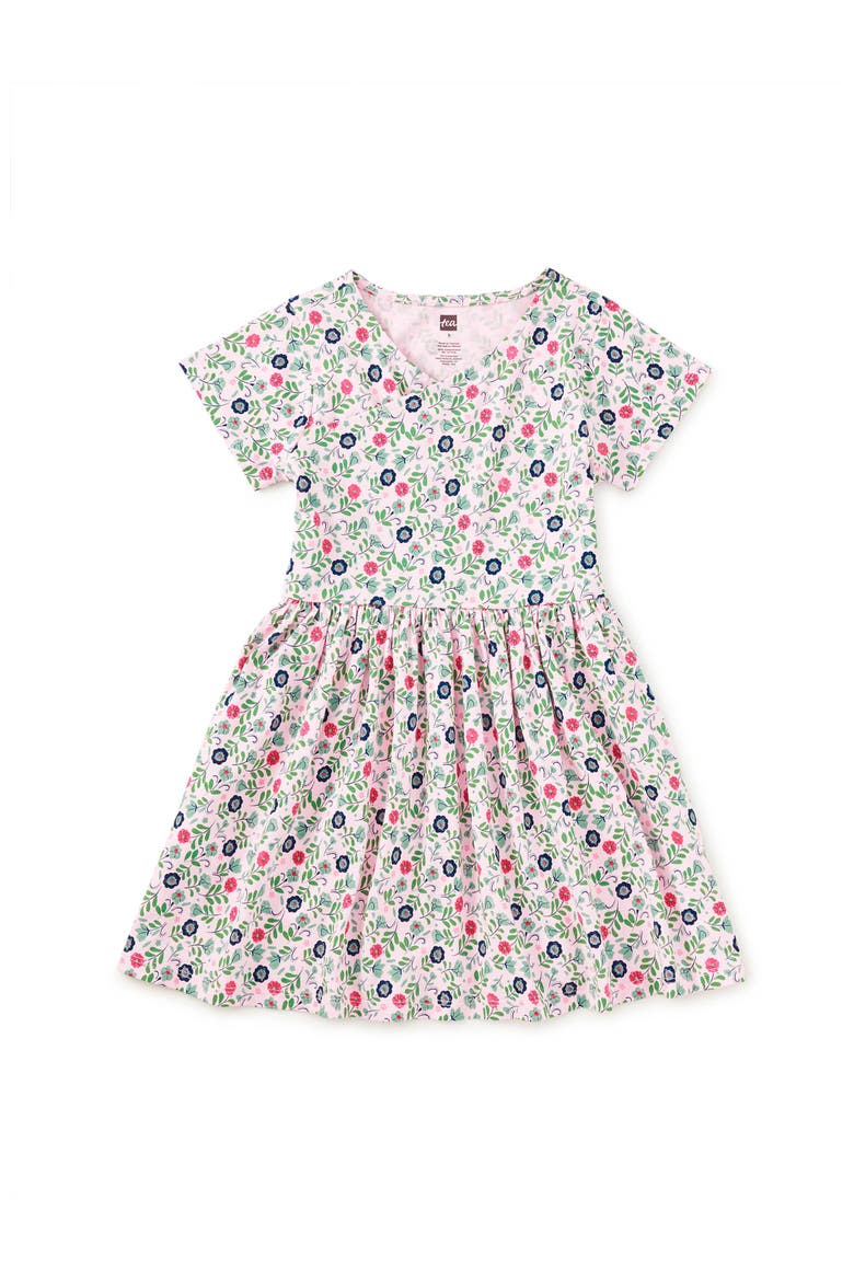 Short Sleeve Wrap Neck Dress, Main, color, Azulejos Florales