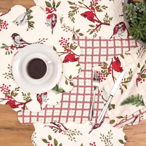 C & F Home C&f Home Sprig Birds Round Placemats Set Of 6, 17" In Multi