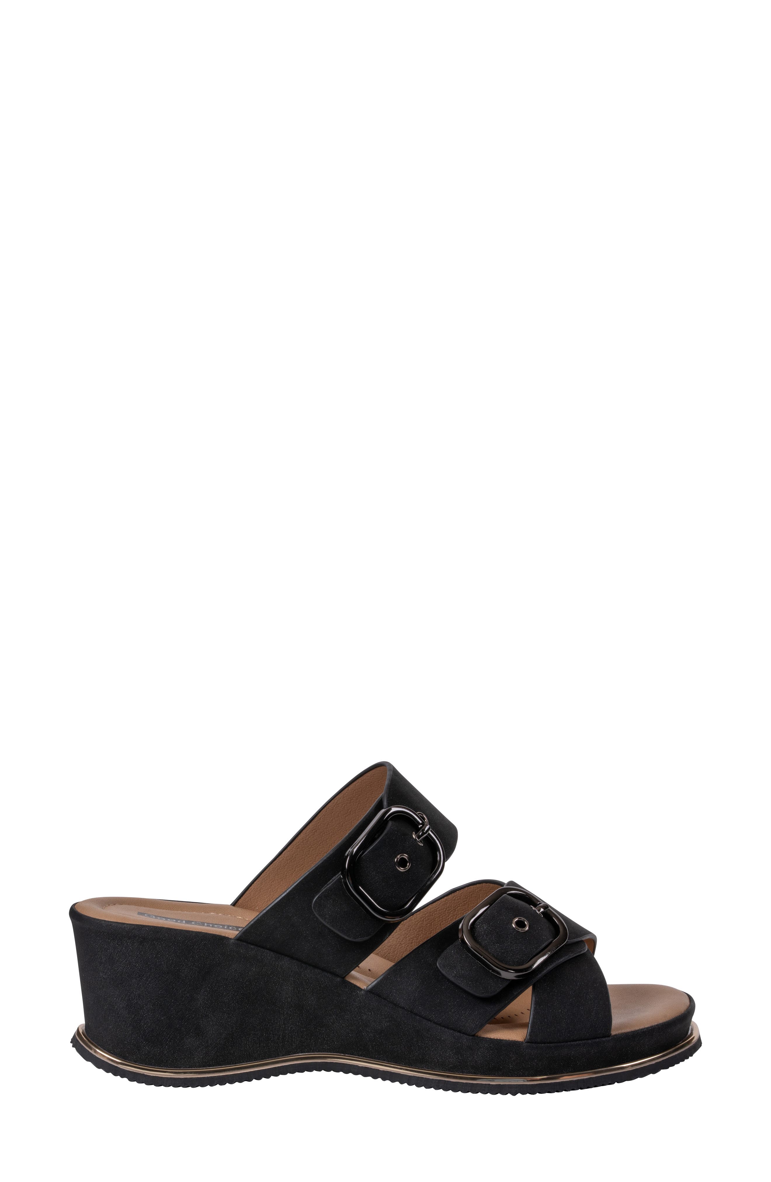 GOOD CHOICE NEW YORK Olana Platform Wedge Slide Sandal, Alternate, color, Black