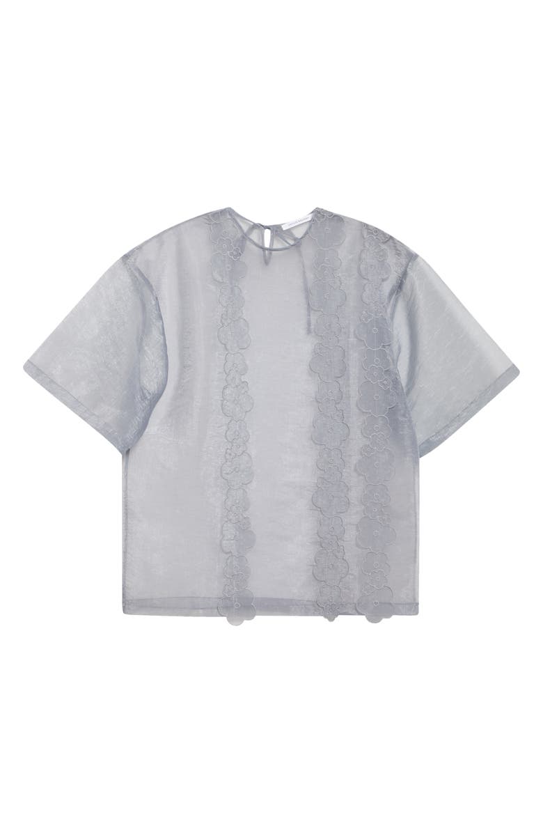 Cecilie Bahnsen Asra Floral Appliqué Oversize Sheer Organza Top, Alternate, color, 