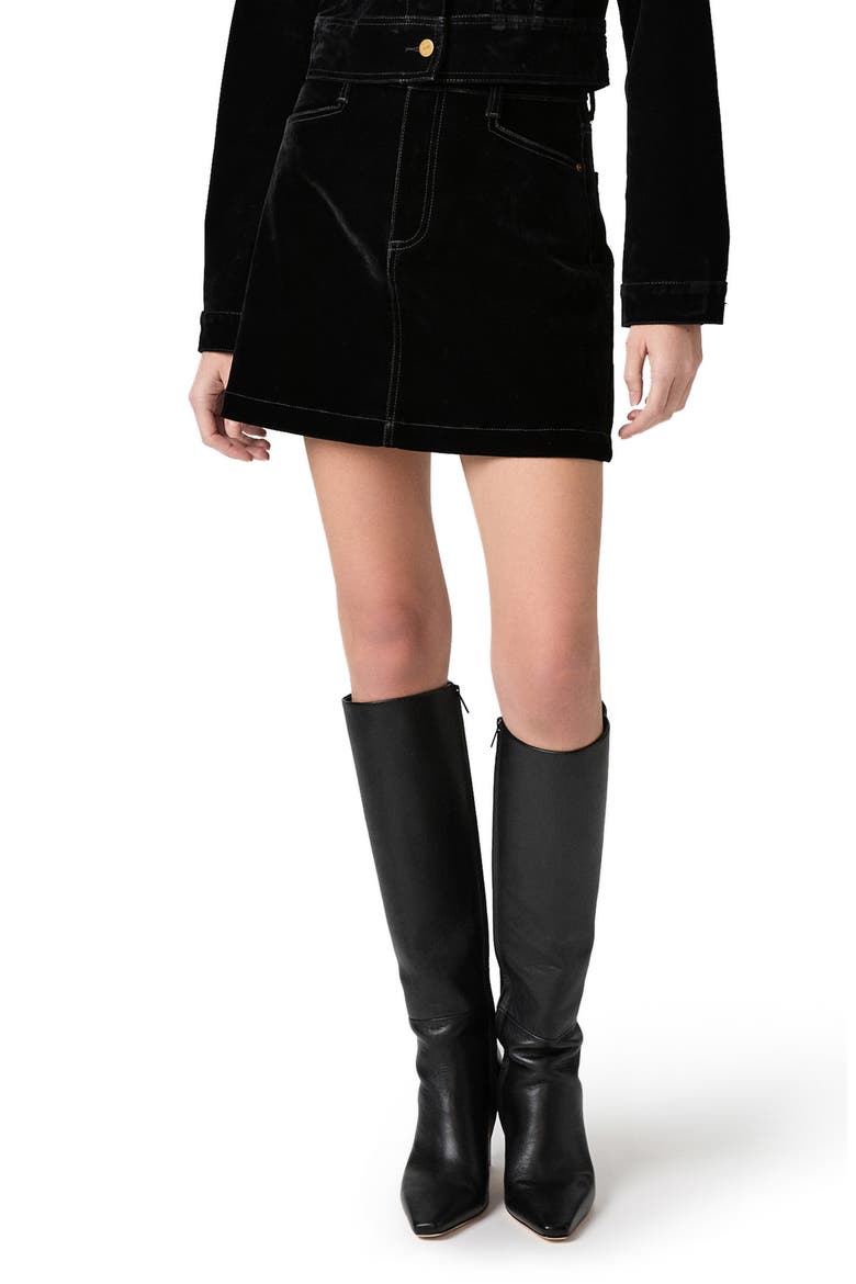 Janelle Velvet Miniskirt, Main, color, ONYX RICH VELVET