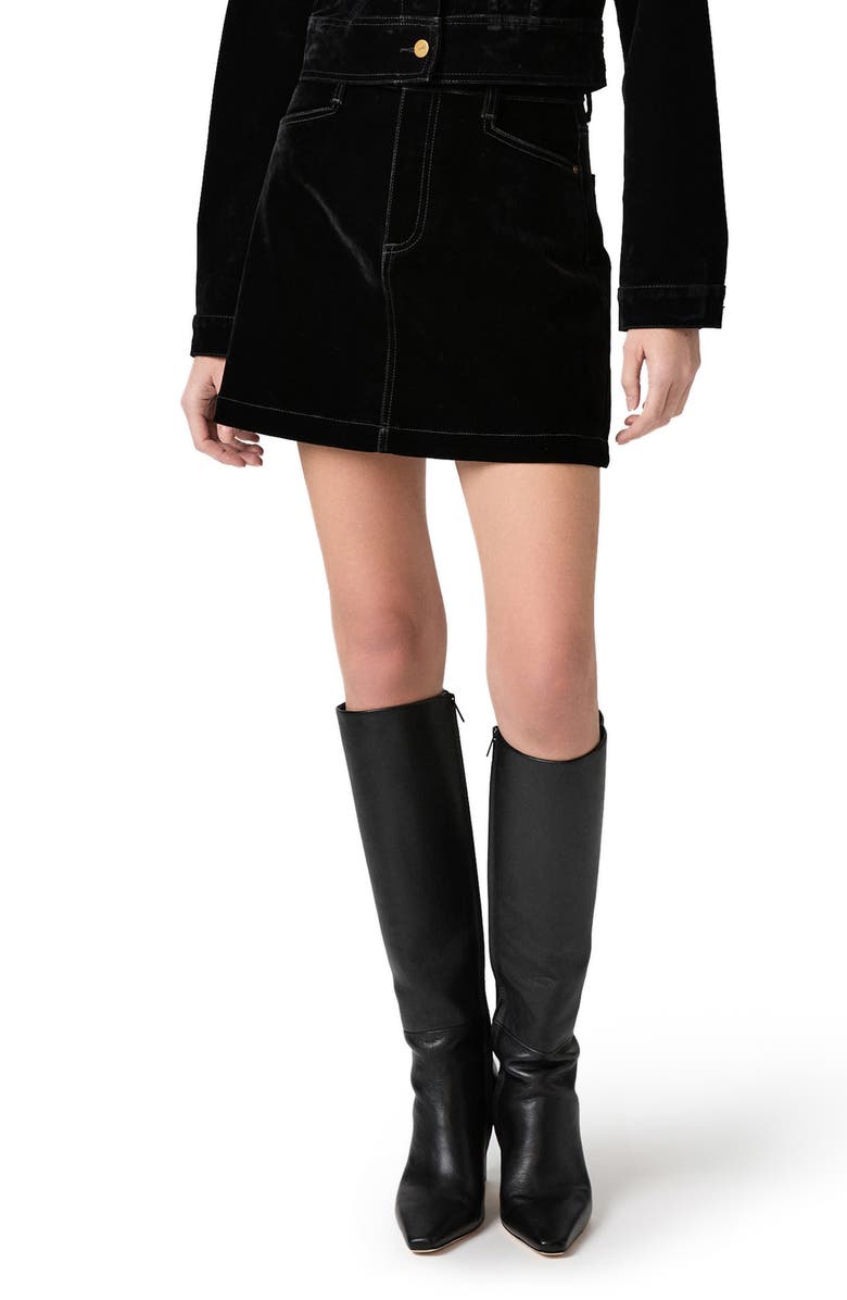 PAIGE Janelle Velvet Miniskirt, Main, color, Onyx Rich Velvet